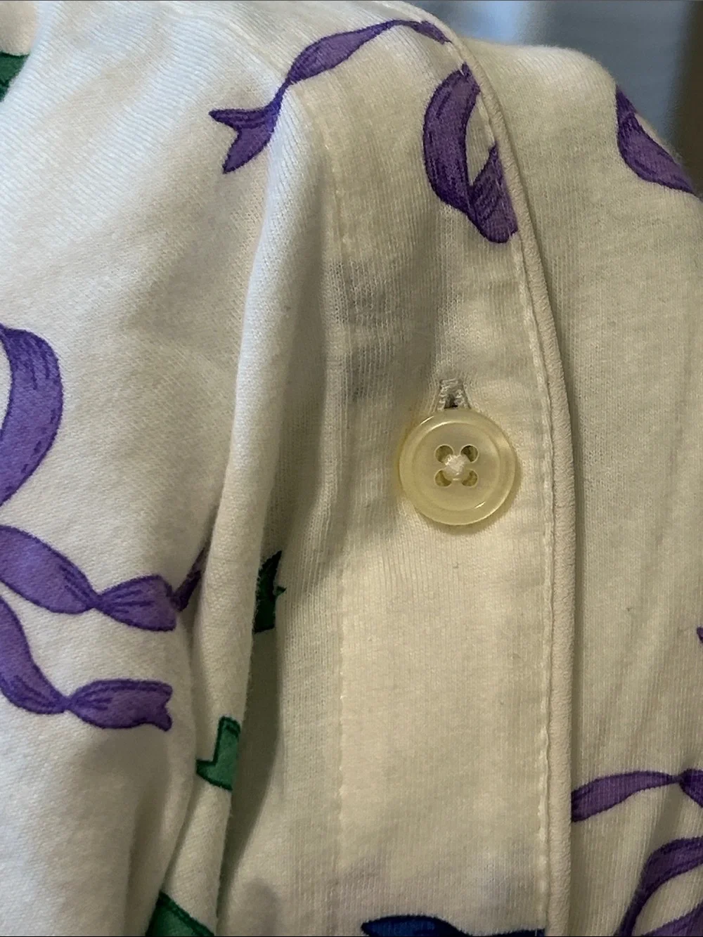 J. Crew White cotton pajama top  with  Ribbon Print size XXL. **top only **